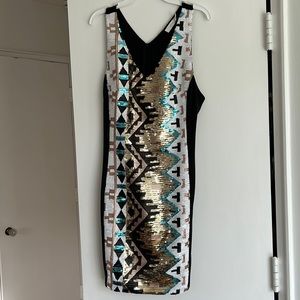 Sequin body con mini dress